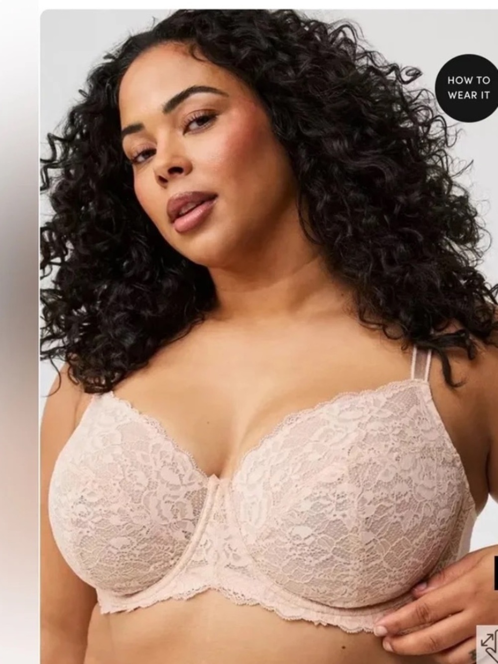 NWT 38D Torrid NUDE Full-Coverage Unlined Lace Straight Back Bra